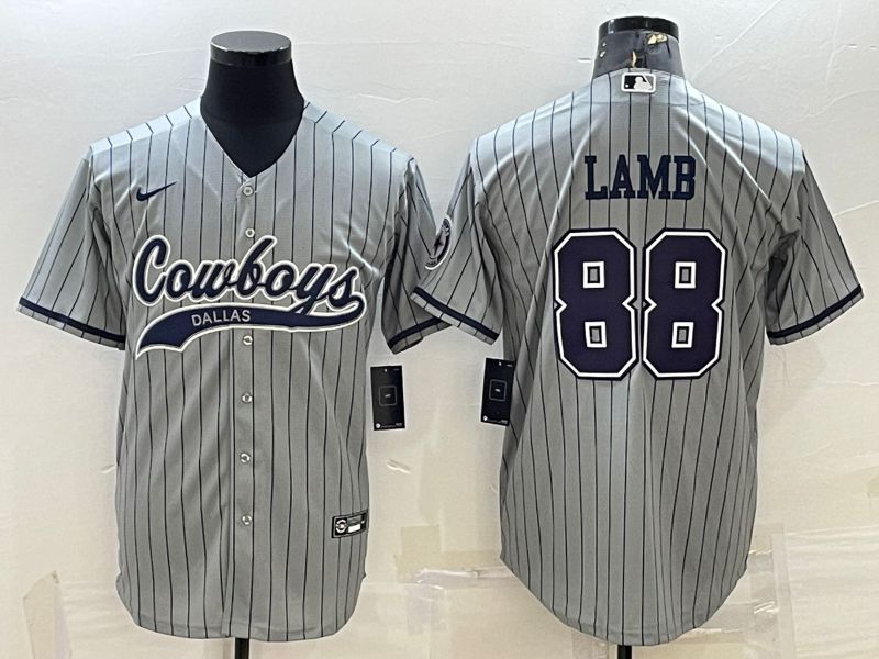 Men Dallas Cowboys #88 Lamb Grey Stripe 2022 Nike Co branded NFL Jerseys->dallas cowboys->NFL Jersey